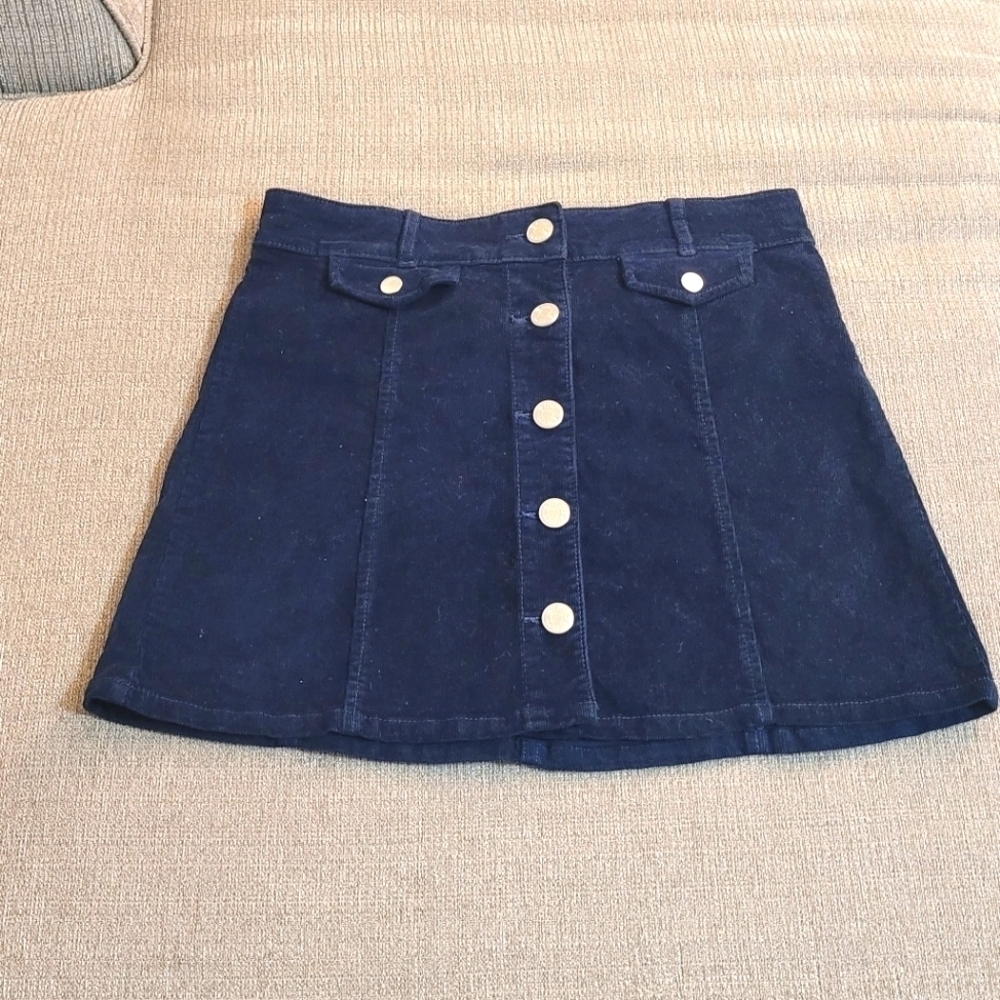 Urban Outfitters BDG Dark Blue Corduroy Button Down Skirt Size 2